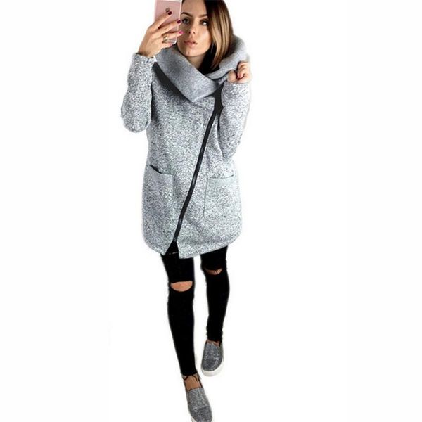 

fashion plus size women hoodies sweatshirts in winter casual cardigan sweatshirt loose with solid long sleeve zipper warm woman clothes, Black
