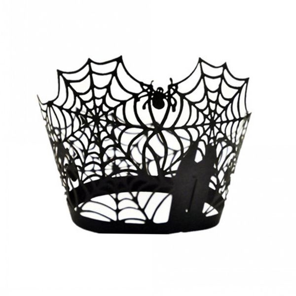 

spiderweb laser cut paper cake cupcake wrappers liners cases baking cup case wedding birthday party decor (black