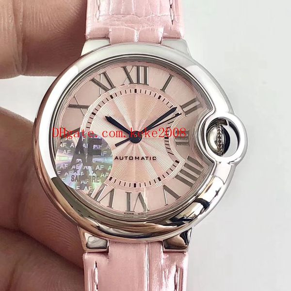 

luxury edition wrist watch af factory blue balloon wsbb0002 33mm pink leather bands strap mechanical automatic ladies women's watches, Slivery;brown