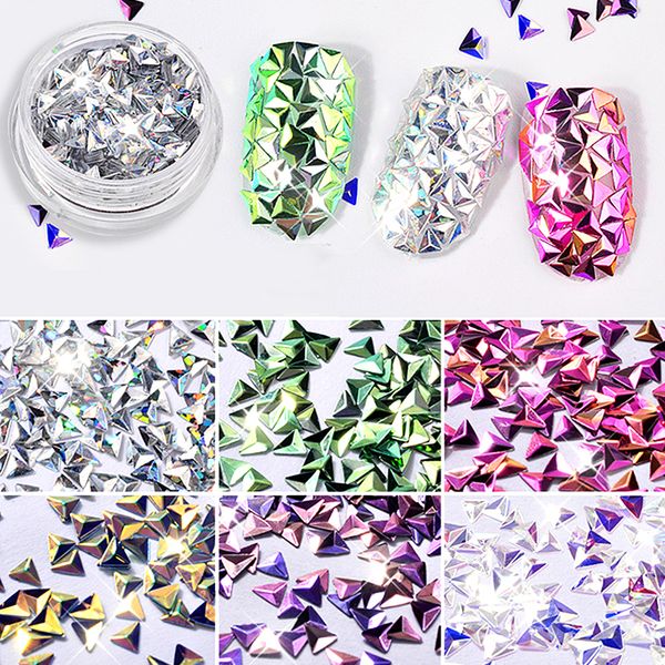 

6colors chameleon ab color nail glitter sequins 3d arrow stereo sequins rhombus flakes paillette manicure nail art decorations, Silver;gold