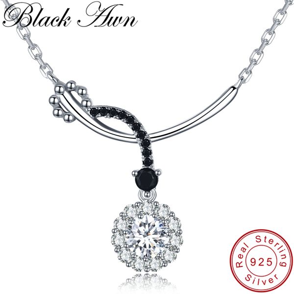 

black awn] classic 925 sterling silver jewelry necklace for women flower necklaces pendants female bijoux girl's gift k027