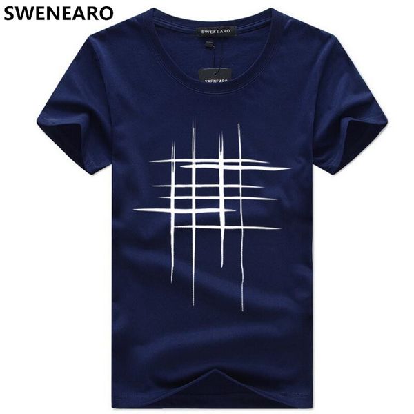 

swenearo men's t-shirts summer short sleeve t-shirt men simple creative design line cross print cotton men brand tee shirts 5xl, White;black