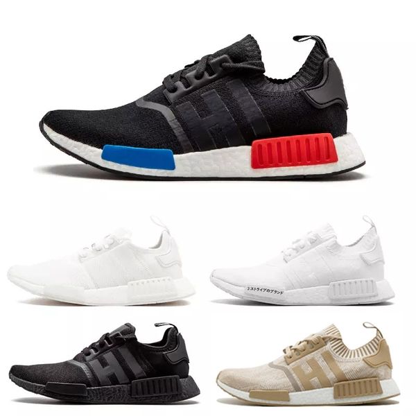 

2018 NMD R1 OREO Runner NBHD Primeknit OG Triple black White Running shoes For Men women sneakers beige Runner Sports EUR 36-45