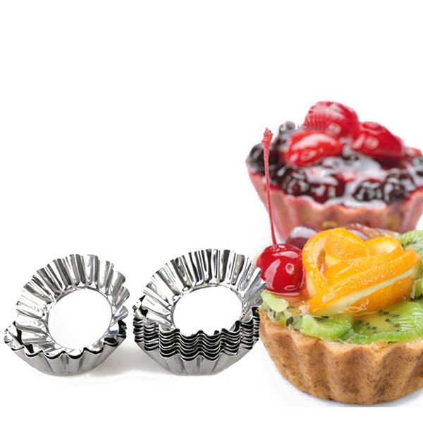 

fashion 10pcs/bag silver tone aluminum egg tart mold mould makers kitchen tool