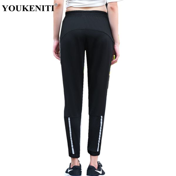 

s-4xl plus tights running pants for women mesh with safety reflective strip outdoor sportwears brand women leggings, Black;blue
