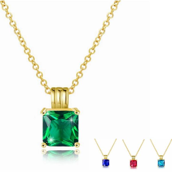

2018 sell fashion trend wild 4 color square crystal necklace pendant gold chain wholesale retail crystal jewelry girl women, Silver