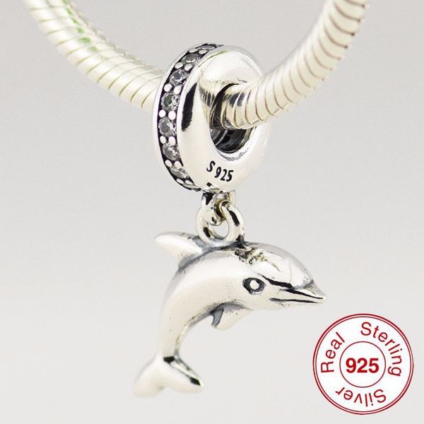 

summer 925 sterling silver jewelry dolphin silver dangle charm beads fits bracelets necklace for women jewelry making, Bronze;silver