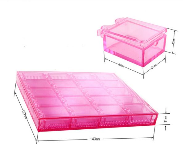 

20 сетка прозрачный акриловый маникюр полноценный ногтей украшения коробка ящик для хранения горный хрусталь коробка бесплатная доставка