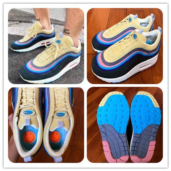

97 sean wotherspoon men running shoes 97s women vivid sulfur multi yellow blue hybrid sports sneakers 36-45 ment