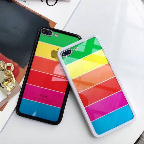 

for iphone 8 plus case rainbow color design for goophone x designer phone case tempered glass phone cover