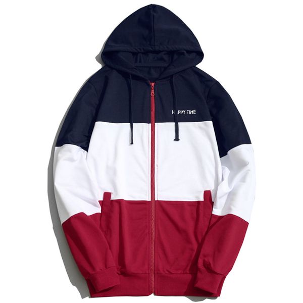 

2018 мода толстовки мужчины sudaderas hombre хип-хоп мужской бренд лоскутное с капюшоном молния толстовка кардиган толстовка мужчины толстов, Black