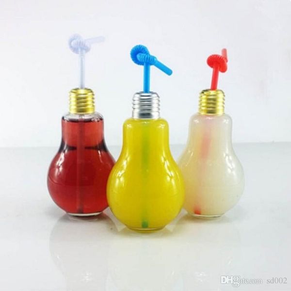 

Fa hion pla tic 300ml cup light bulb hape drink container eal up tran parent with cover water bottle for bar hop decoration 1 3 h zz