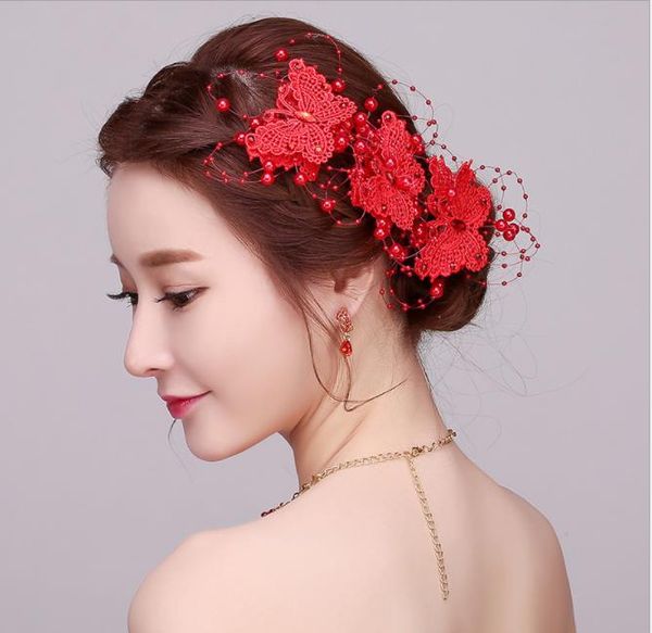 2020 Bridal Headwear Red Korean Handmade Head Flower Hair