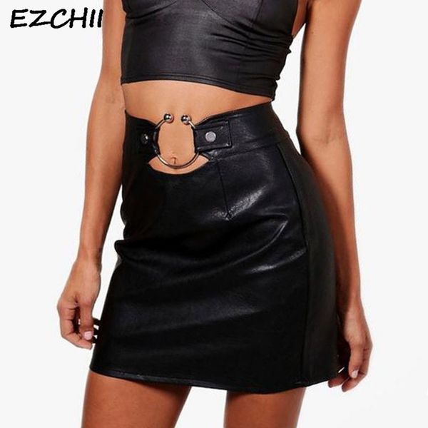 

2018 new mini skirt leather black slim skirt with high waist 2018 summer female shirts streetwear vestido 6q1747