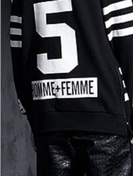 

HOMME FEMME N 5 Letter Print High Street Hoodies Striped Side Zipper Design Pollover Sweatshirt Men Women Hip Hop Brand Hoodies Tees Tops