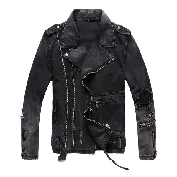 

new listing spring / autumn men's jackets denim men's clothing jackets solid color lapel motorcycle coat, Black;brown