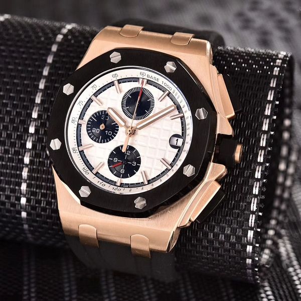 

New WATCH Brand Men's Chronograph Watch Japanese Quartz Rubber Strap Sports Men Mens Watch Watches WristwatchW