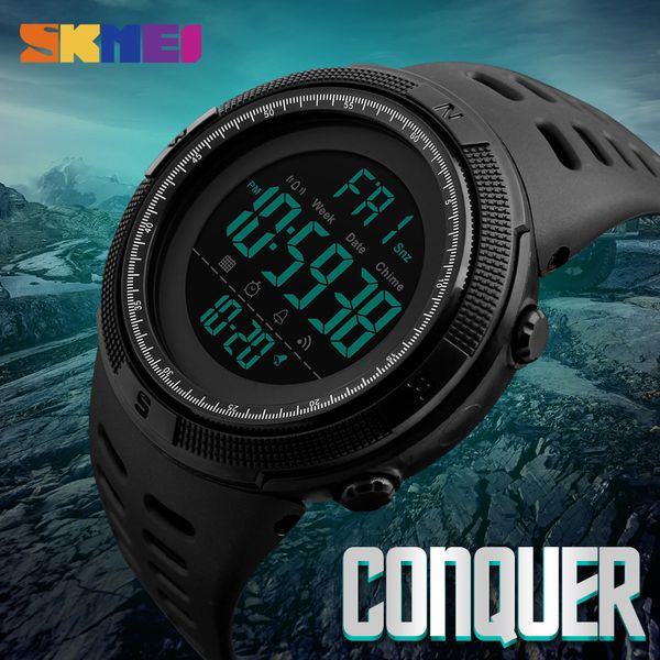 

skmei men sports watches countdown double alarm chrono digital wristwatches 50m waterproof relogio masculino 1251, Slivery;brown