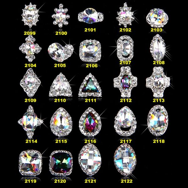 

100pcs 6-13mm crystal ab nail art rhinestones silver 3d alloy glitter nail charms diy phone accessories for decor 23designs, Silver;gold