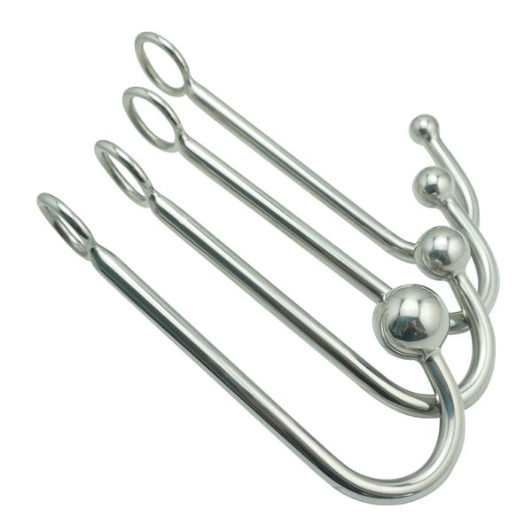 Novo Aço Inoxidável Metal Anal Hook com Bola Furo Butt Butt Dilator Dilator Massageador de Prostato SM Bondage Sexo Brinquedo para Homem Male Y1892803