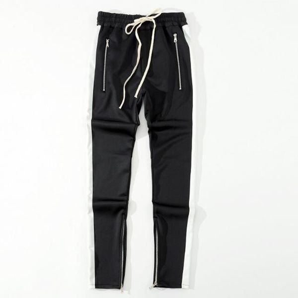 

2018 red bottoms together zipper pants clothing hop joining jogger urban blue fashion hip side pants black new fog axuun
