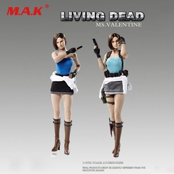 

1:6 fd005a/fd005b living dead zombie female killer jill ms.valentine clothes & head sculpt set model for 12'' action figure body