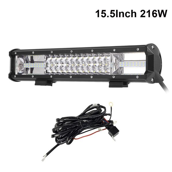 

16inch 216w led work light bar car combo beam fog lamp offroad truck atv 4x4 4wd led barra 12v with relay wire harness