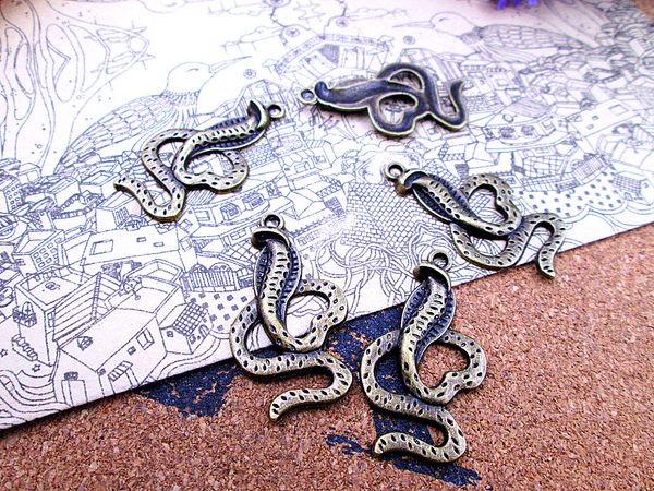 

45pcs--35*18mm antique bronze snake charm snake charms pendants, Bronze;silver
