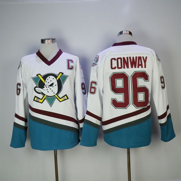 

charlie conway jersey mighty ducks movie jerseys embroidery stitched mens hockey shirts, Black;red