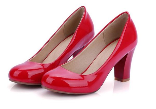

women shoes in spring and autumn high coarse heel round head, Black