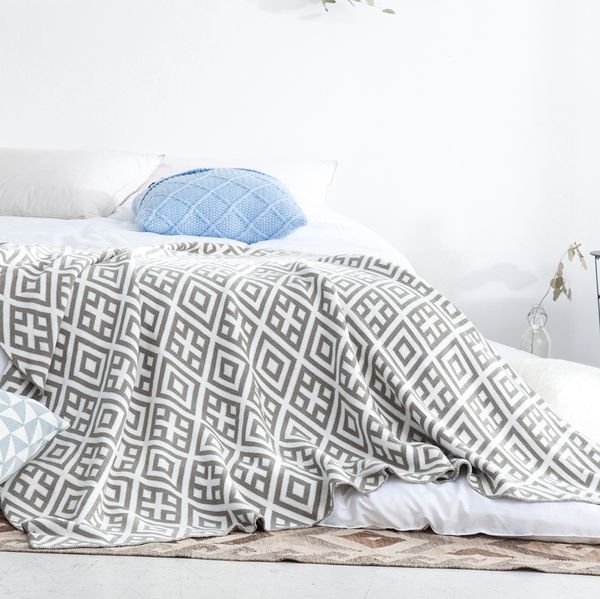 

grey plaid blanket knit throw summer bedspreads travel blanket towel chair kids cotton sofa covers throw bed