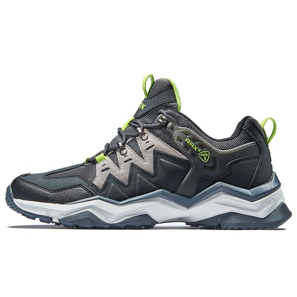 

men's outdoor genuiner leather hiking shoes antiskid waterproof mountain climbing trekking boots high quality, Black