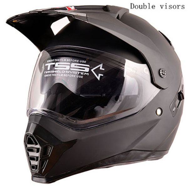 

dual sport helmet by wanli full face motocross & motorcycle helmets dot approved with double lens matt black xs s m l xl size