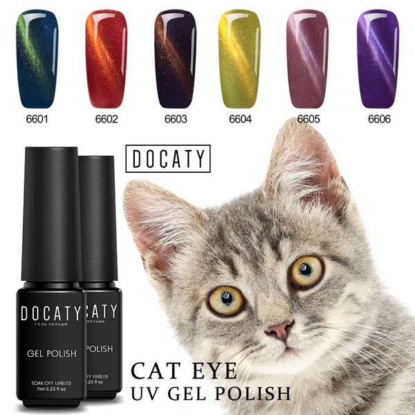 

docaty lucky magnetic 5d cat eyes shining gel nail polish long lasting hybrid varnishs change uv lamp tool nail art gel lacquer, Red;pink