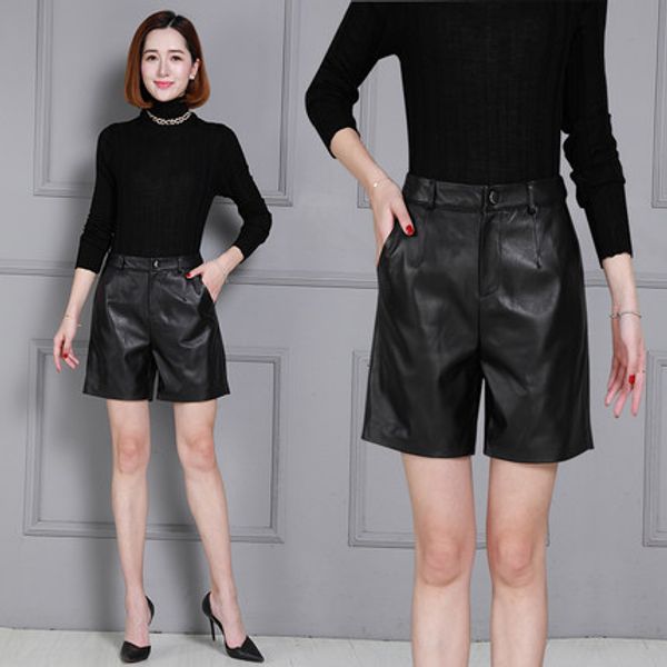 

2019 new fashion women genuine sheep leather shorts k45, White;black
