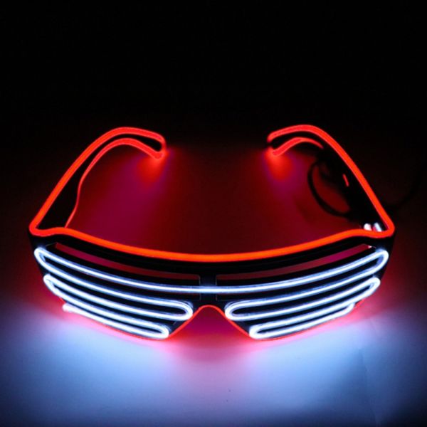 

cycling party led eyewear plastic louver shaped cold light glasses night riding glasses without battery voice control standard
