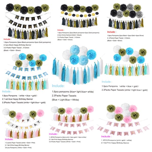 Sunbeauty Happy Birthday Party Decoration Gold Paper Tassels