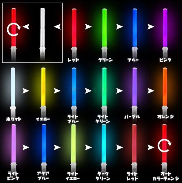 Regalo per feste 35 cm 15 colori che cambiano LED Glow Stick 2 modalità Bastoncini lampeggianti per festival di campeggio fluorescenti Rave Birthday Concert Wedding Decor