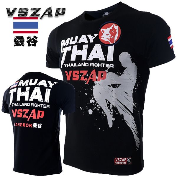 

2018 new tee shirt homme vszap muay thai fitness short-sleeved men t-shirt mma fight wear wrestling tshirt half-sleeve clothing, White;black