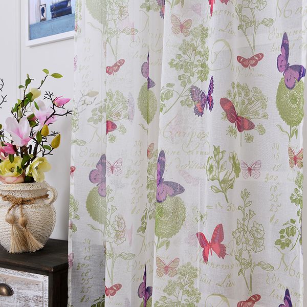 

soft fabric sheer tulle curtains for bedroom colorful butterfly children curtains for living room kitchen tulles 1pc