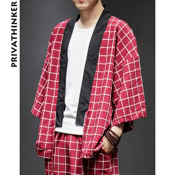 

sinicism store mens trench coat men jacket plaid windbreaker black kimono korean men clothing plus sizes 2018, Black;brown