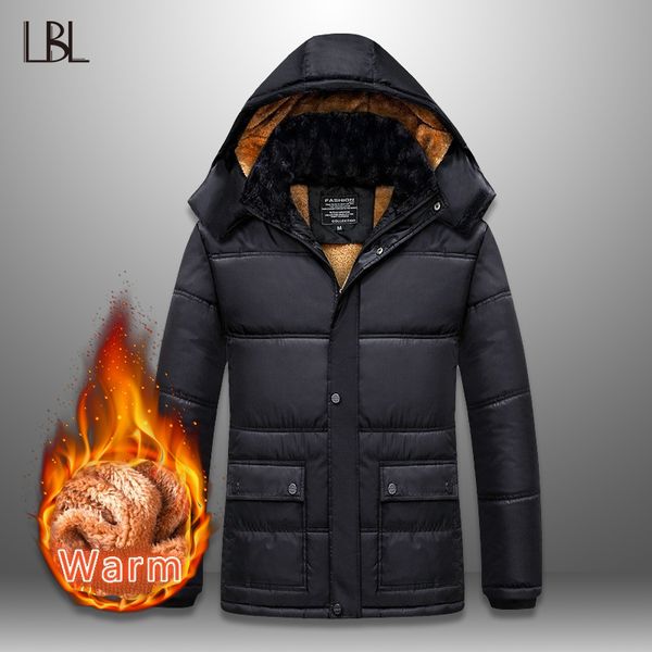 

lbl winter men parka coats windproof outwear thick mens hooded jacket coat new warm thicken zipper overcoat male hat detachable, Black