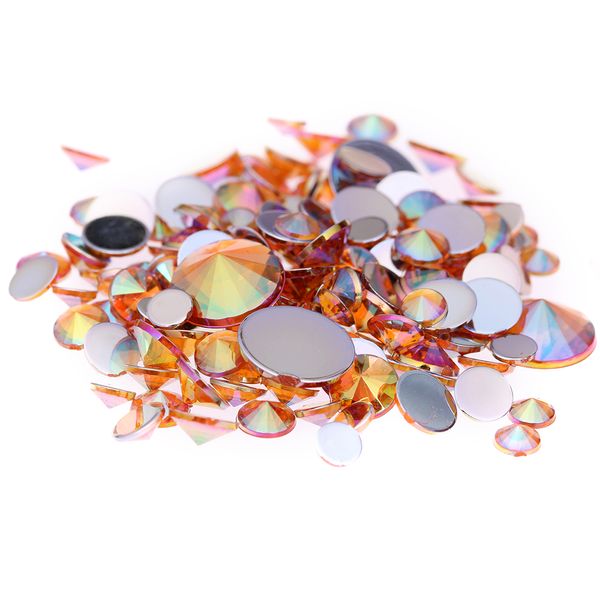 

1000pcs 6mm ab colors pointed flatback acrylic diy rhinestones beads for 3d nail art diy design crystal glitter decorations, Silver;gold