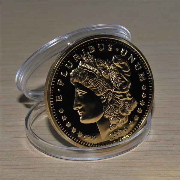 

10pcs/lot ,american morgan eagle 1896 gold coin medallion 24k 999 gold finished