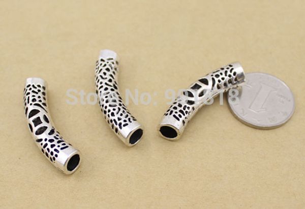 

10pcs/lot zinc alloy hollow curved tube spacer beads jewelry charms for jewelry craft f1057, Silver