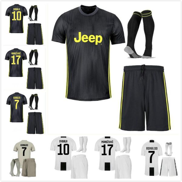 2019 3 New Ronaldo Juventus Soccer Jersey Men Kit 2018 2019 Juve Cr7 9 Higuain 10 Dybala 11 Costa 17 Mandzukic Football Shirt Uniforms From