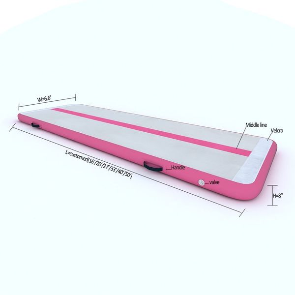 

door to door 6*1*0.1m pink inflatable air track water trampoline gym air mat for sale