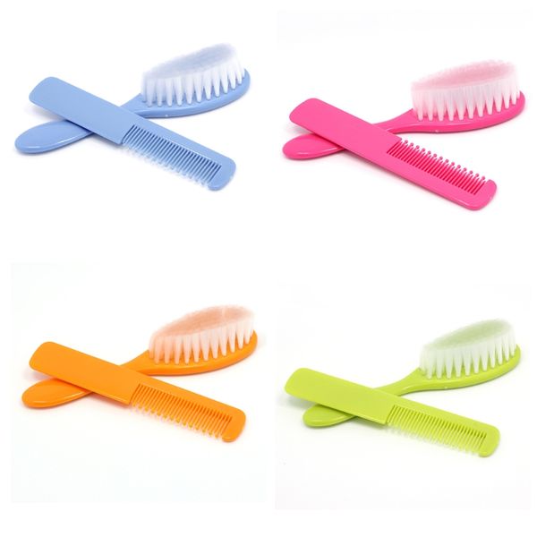 

2017 cute baby boy girl kids gentle soft hair brush comb set newborn 2pcs apr11_30, Silver