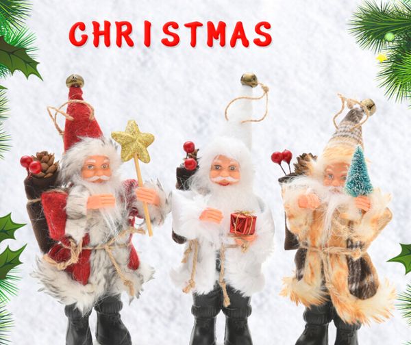 

wholesales christmas decorations standing posture flannel santa claus doll christmas scene pendant furnishings gifts