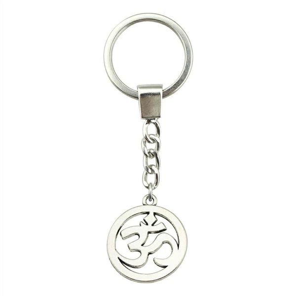 

6 pieces key chain women key car keychains with charms om sign 25mm, Slivery;golden